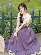 Classic Lolita Qi Loita Outfit Green Purple Dress Style French Retro Court Dress