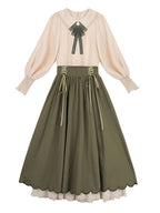 Classic Lolita Qi Loita Outfit Green Purple Dress Style French Retro Court Dress