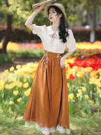 Classic Lolita Qi Lolita Outfit Khaki Dress Style French Retro Court Dress