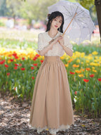 Classic Lolita Qi Lolita Outfit Khaki Dress Style French Retro Court Dress