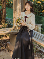 Classic Lolita Qi Loita Outfit Red Black Dress Palette Style French Retro Court Dress