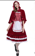 Classic Lolita Red Lolita Halloween Cosplay Dress with Cape Elegant Princess Costume