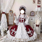 This Red Classic Vintage Doll Lolita JSK Dress is inspired by the elegance of bridal fashion and the sweetness of doll-like charm. The deep red tone conveys romance and nobility, while the structured JSK silhouette highlights a graceful figure. Delicate lace and vintage details add refinement, making it perfect for tea parties, weddings, or special occasions. Designed to blend timeless elegance with Lolita’s dreamy aesthetic, this dress captures both beauty and sophistication.
