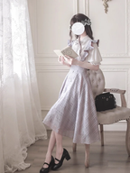 Classic Lolita Ruffled Hem Lavender Plaid Dress Japanese Bud School Dress Lady Strap Dress Shirt
