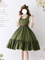 Classic Lolita School - Style French Green Dresses Outfit Original Spring Sleeveless Dress