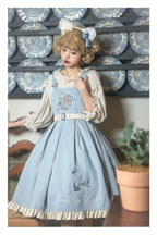 Classic Lolita Sweet Blue Set Embroider Pinafore Dress Summer Jumpsuit