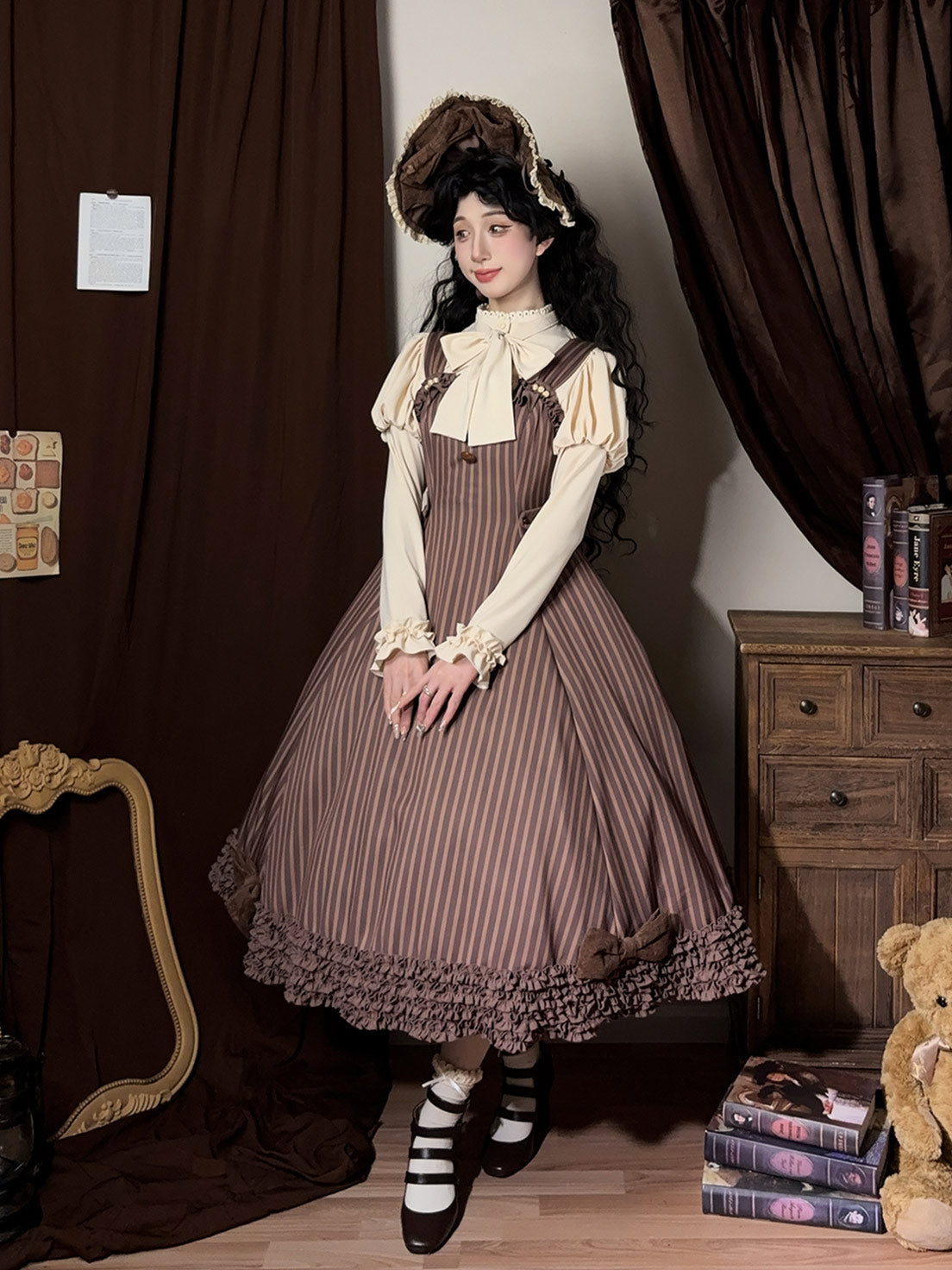 [Pre]Classic Lolita Sweet Chocolate Dress Earth-Tone Lolita Fashion Daily Autumn Suspender Dress