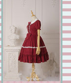 Classic Lolita Sweet Lolita Red OP Dress Short Sleeves Plus Size 3XL Lolita Dress One Piece Dress