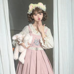 Classic Lolita Sweet Pink Set Embroider Pinafore Dress Summer Jumpsuit