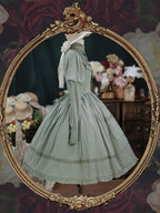 Classic Lolita Victorian French Green Dresses Outfit Collar Dress Lolita OP Garden