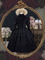 Classic Lolita Victorian French Red Black Dresses Outfit Collar Dress Lolita OP Garden
