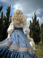 Classic Lolita Blue Vintage Style Skirt Elegant Navy Embroider Dress