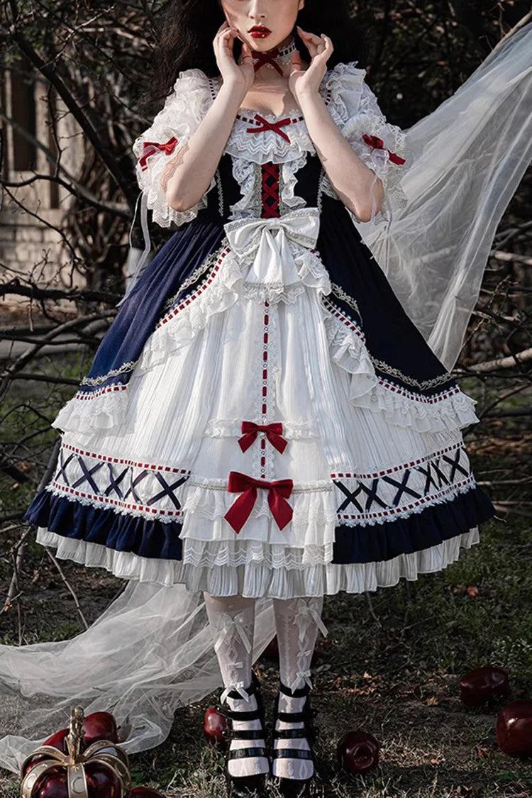 The Classic Snow Princess Lolita Dress is designed to evoke purity and fairytale elegance. Crafted in soft white and blue, it features half sleeves, cascading ruffles, and a tiered silhouette that enhances volume and charm. The design captures the grace of a winter princess while keeping the sweetness of Lolita style. Perfect for special occasions, tea parties, or seasonal gatherings, it blends romance, refinement, and timeless beauty.