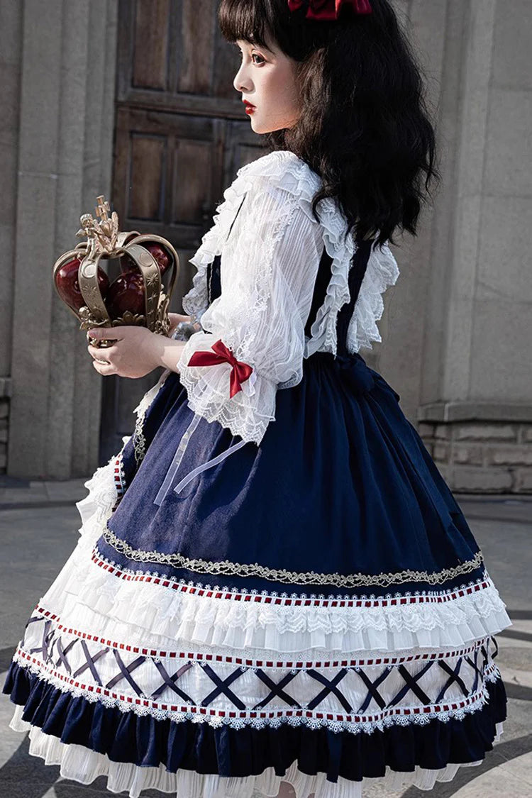 The Classic Snow Princess Lolita Dress is designed to evoke purity and fairytale elegance. Crafted in soft white and blue, it features half sleeves, cascading ruffles, and a tiered silhouette that enhances volume and charm. The design captures the grace of a winter princess while keeping the sweetness of Lolita style. Perfect for special occasions, tea parties, or seasonal gatherings, it blends romance, refinement, and timeless beauty.