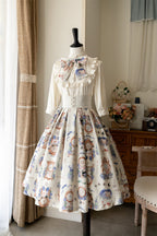 Classic Pastoral Vintage Print Shirt Skirt Elegant Jacquard Daily Lolita Lolita Dresses Shirt
