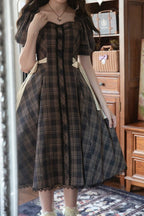 Classic Plaid Light Lolita Dress Square Neck Bowknot OP
