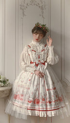 Classic Rustic Sweetheart Print LolitaJSK Lolita Dress Ruffles