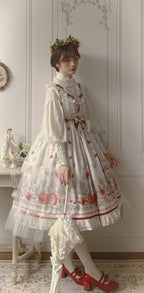 Classic Rustic Sweetheart Print LolitaJSK Lolita Dress Ruffles