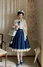 Classic Solid Color Strappy High Waist Embroidery Long SK Lolita Dresses