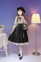 Classic Solid Color Strappy High Waist Embroidery Long SK Lolita Dresses
