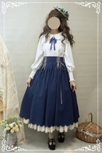 Classic Solid Color Strappy High Waist Embroidery Long SK Lolita Dresses