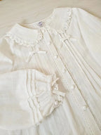 Lolita Blouses Sweet Autumn and Winter White Long-sleeved Inner Velvet Warm Cotton