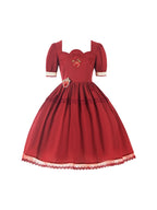 Classic Sweet Pastoral Red Apple Embroidered Dress Lolita Princess Dress