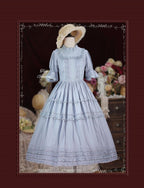 Classic Vintage French Elegant Purple Lolita OP Short Sleeve Dresses