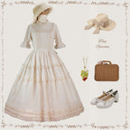 Classic Vintage French Elegant Purple Lolita OP Short Sleeve Dresses