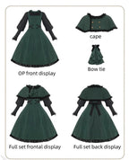 Classic Vintage Green Lolita Dress Dress OP Long Sleeve Jacket Accessories with Cape