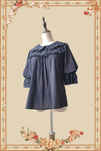 Lolita Blouses Classic White Black Mid-Length Sleeve Shirt
