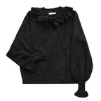 Crew Neck Sweater with Autumn and Winter Base Cute Bubble Sleeve Lolita Sweater Knitted Warm Inner Blouse
