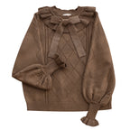 Crew Neck Sweater with Autumn and Winter Base Cute Bubble Sleeve Lolita Sweater Knitted Warm Inner Blouse