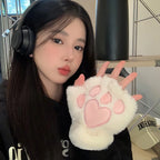 Cute Cat Claws Plush Gloves Female Autumn and Winter Students Thickened Warm Fingers