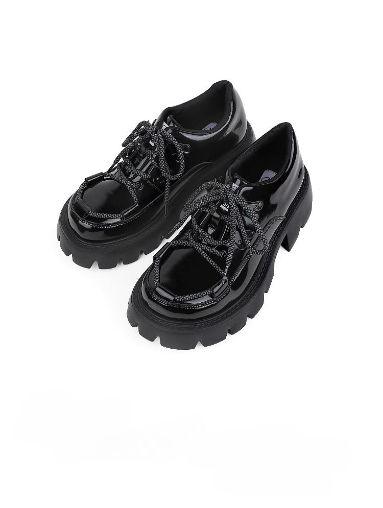 Lolita Shoes Daily Platform Loafers Japanese Minimalist Chunky Derby in Black