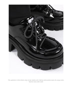 Lolita Shoes Daily Platform Loafers Japanese Minimalist Chunky Derby in Black