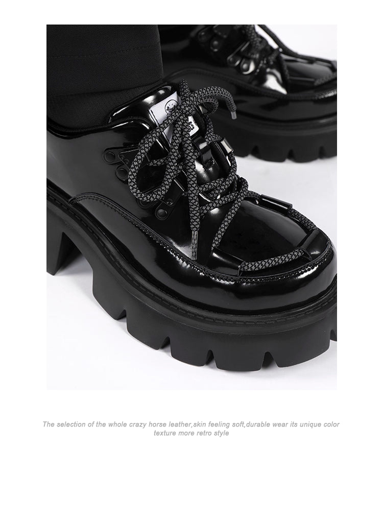 Lolita Shoes Daily Platform Loafers Japanese Minimalist Chunky Derby in Black