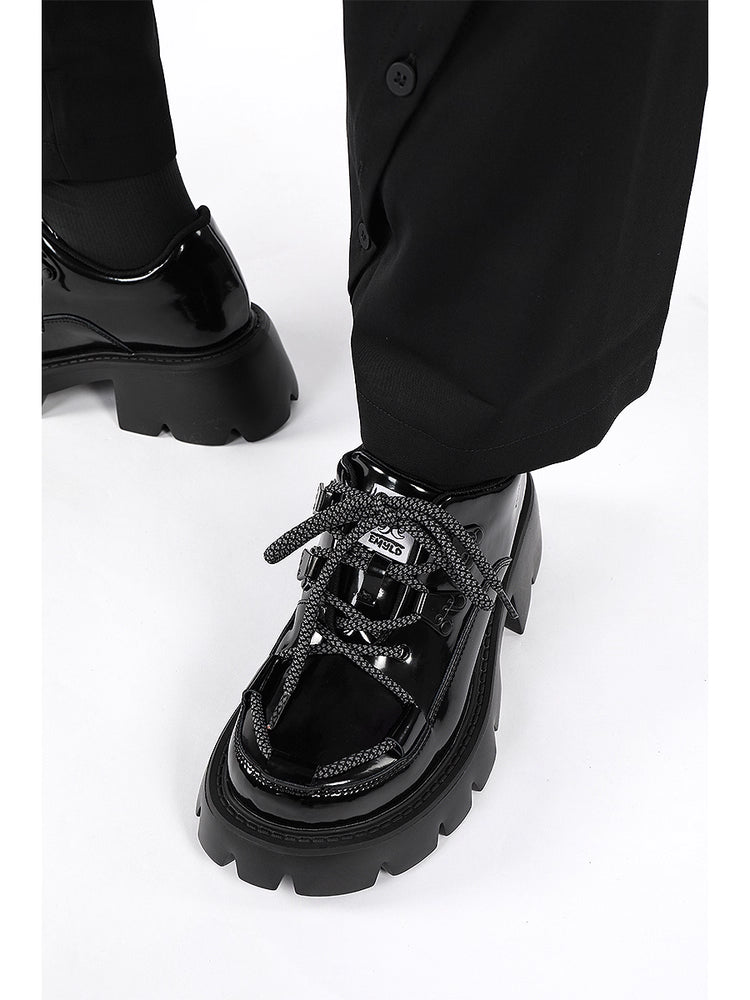 Lolita Shoes Daily Platform Loafers Japanese Minimalist Chunky Derby in Black
