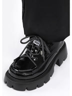 Lolita Shoes Daily Platform Loafers Japanese Minimalist Chunky Derby in Black