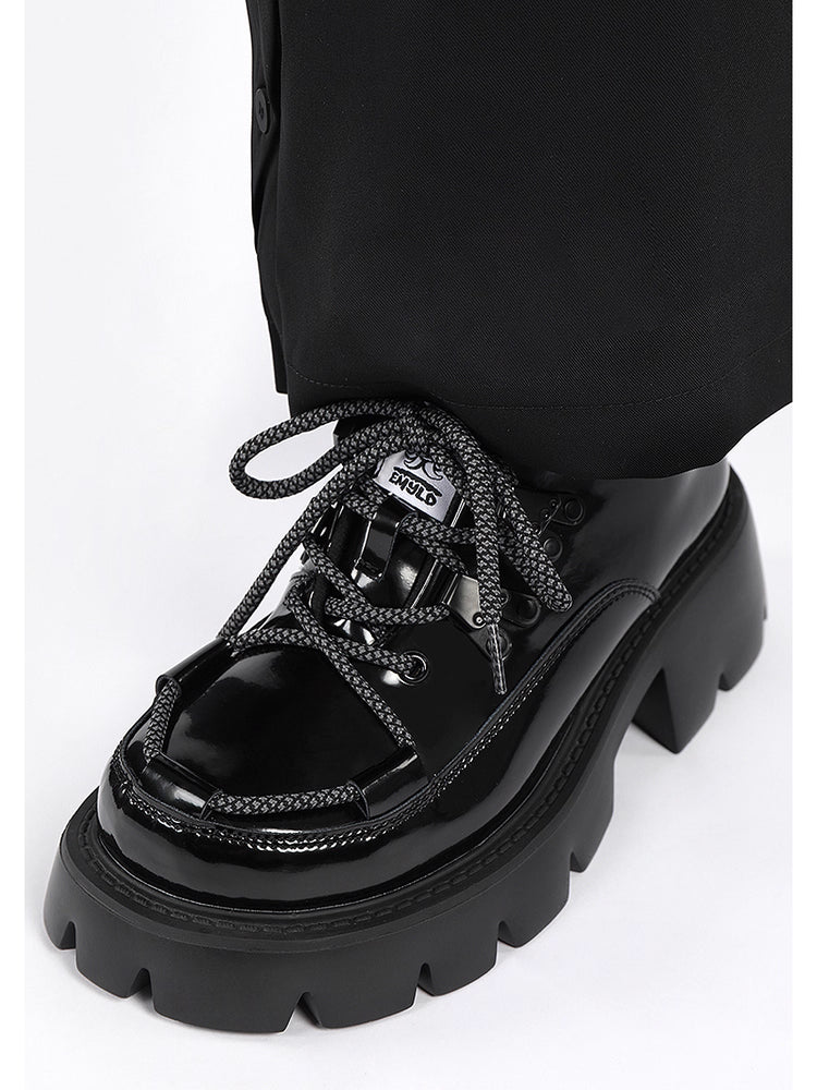 Lolita Shoes Daily Platform Loafers Japanese Minimalist Chunky Derby in Black