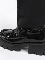 Lolita Shoes Daily Platform Loafers Japanese Minimalist Chunky Derby in Black