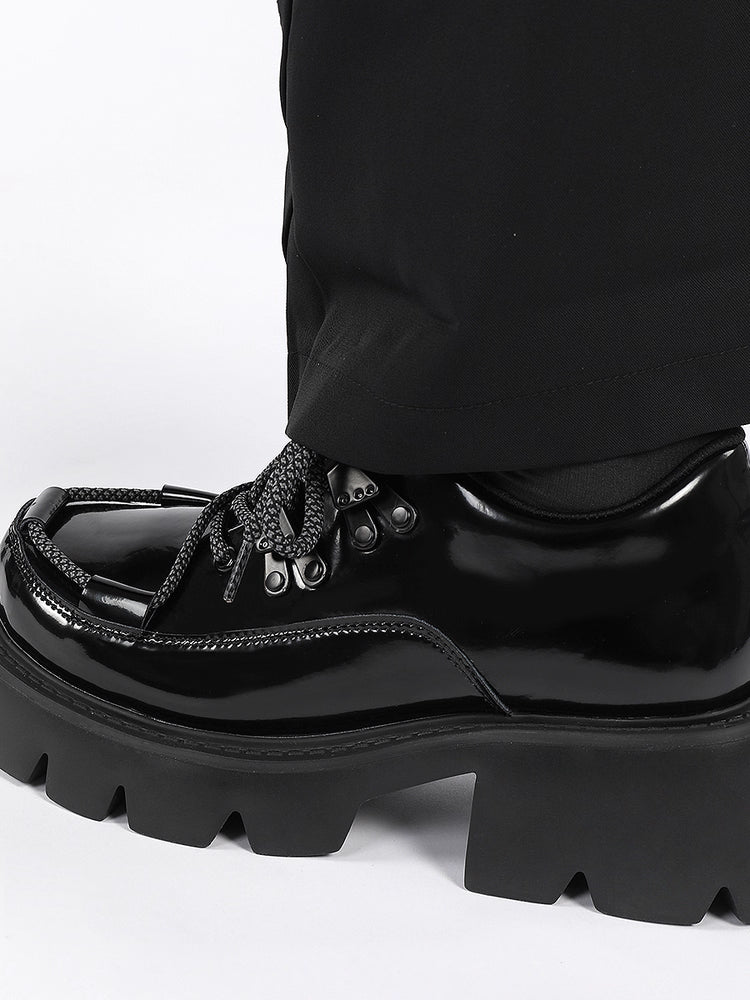Lolita Shoes Daily Platform Loafers Japanese Minimalist Chunky Derby in Black
