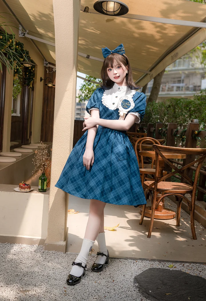 Daily Spring/Summer Classic Plaid Dress Short Sleeve OPLolita Student