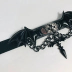 Dark Devil Wings Cross Pendant Leather Choker Gothic Halloween Necklace