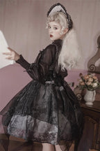 Dark Gothic Dress Elegant Print Lolita Long Sleeve Dress Halloween Costume