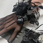 Dark Rose Vintage Gothic Black Mesh Gloves Lace Lolita Accessory