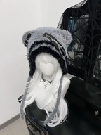 Dark Bear Hat Cute Cross Star Wool Hat Niche