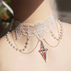 Dark Lolita Gothic Lace Pearl Necklace Lolita Accessory Gorgeous Choker
