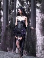 Dark Purple Gothic Lolita Velvet Lace Dress Jumper Skirt