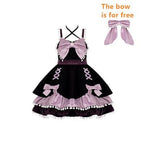 Demon Rabbit Sweet Black Purple Lolita Hood and JSK Set Lolita Dresses